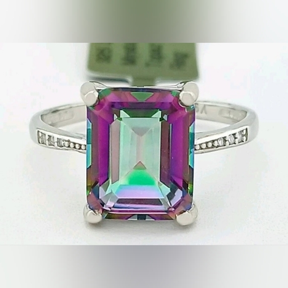 Lab Mystic Topaz 925 Sterling Silver & Sapphire Jewelry - New 925 Sterling Silver Lab Mystic Topaz & Sapphire Ring Sz.6